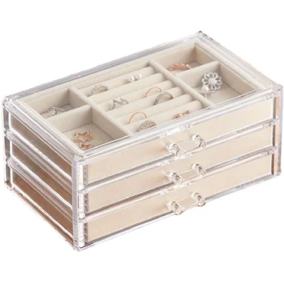 Joyas de acrílico transparente personalizado nuevo anillo de almacenamiento de caja de almacenamiento multimedia Caja con Drewer
