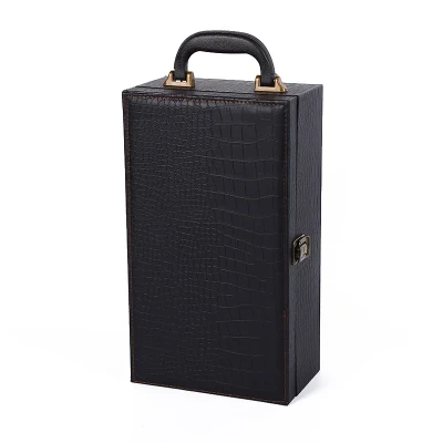 Personalizar el embalaje de regalo de lujo de cuero de PU 1 2 PC Caja de vino de cristal