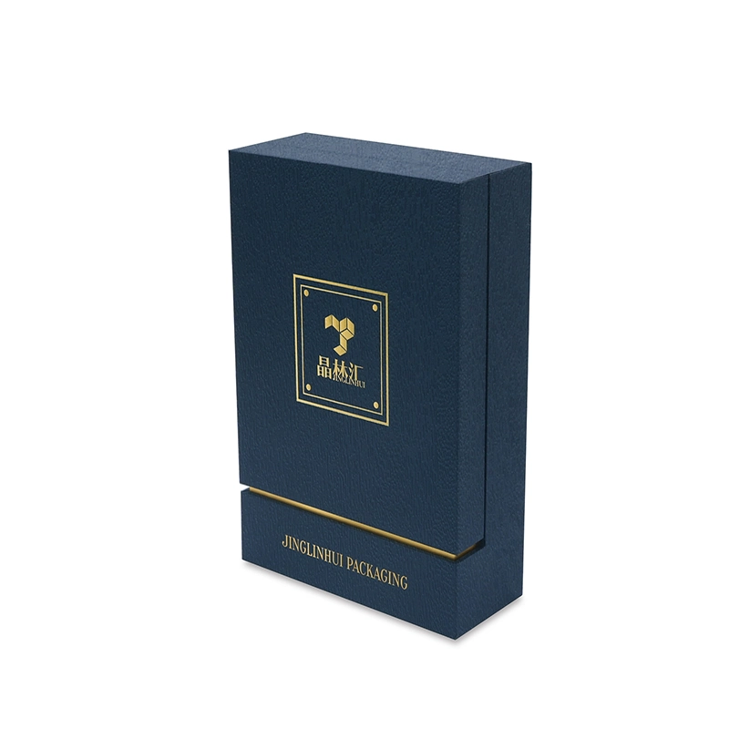 Factory Directly Sell Perfume Engraved Leather Packaging Box Wooden Drawer Box with Inner Tray and Handle.