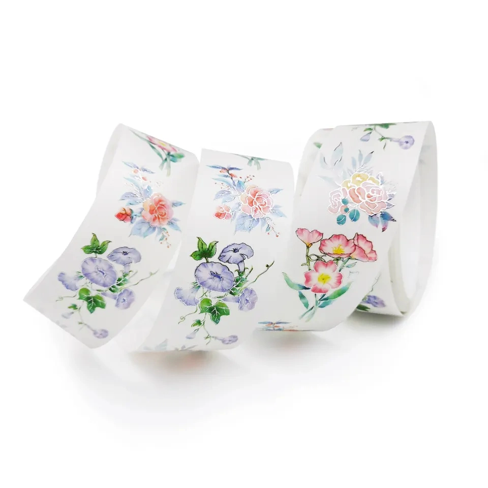 Custom Adhesive Gold Foil Hot Stamping Printing Washi Tape, Waterproof 3D Embossed Varnished DIY Masking Paper Planner Sticker
