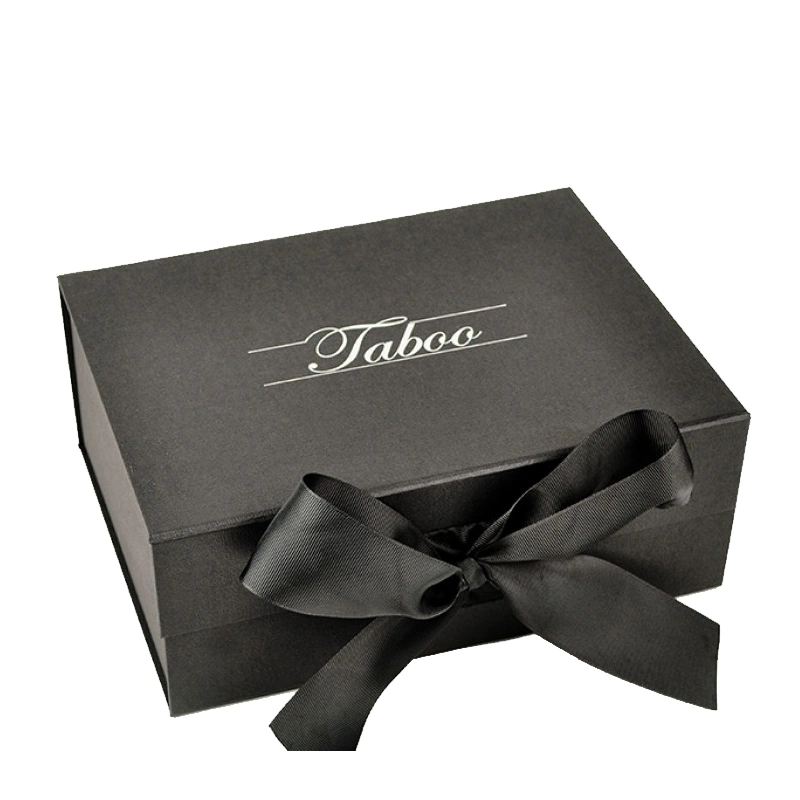 Custom Logo Personalized Foldable Cardboard Folding Black Paper Packaging Luxury Gift Box