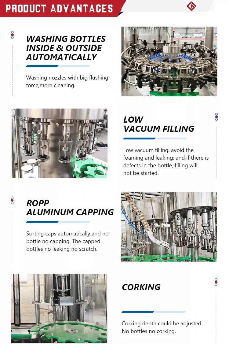 Fully Automatic Glass Bottle Alcohol Drink Whisky Vodka Red Grape Wine Spirits Liquor Bottling Sealing Packaging Production Line
