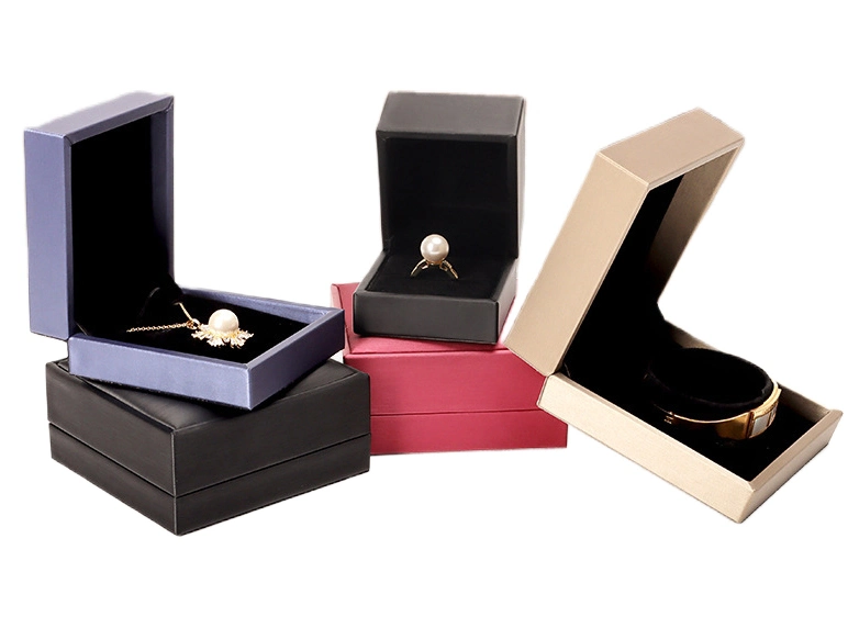 Custom Logo Wholesale Luxury Faux Leather Blue Jewelry Earrings Bracelet Necklace Ring Packaging Storage Gift Jewellry Boxes