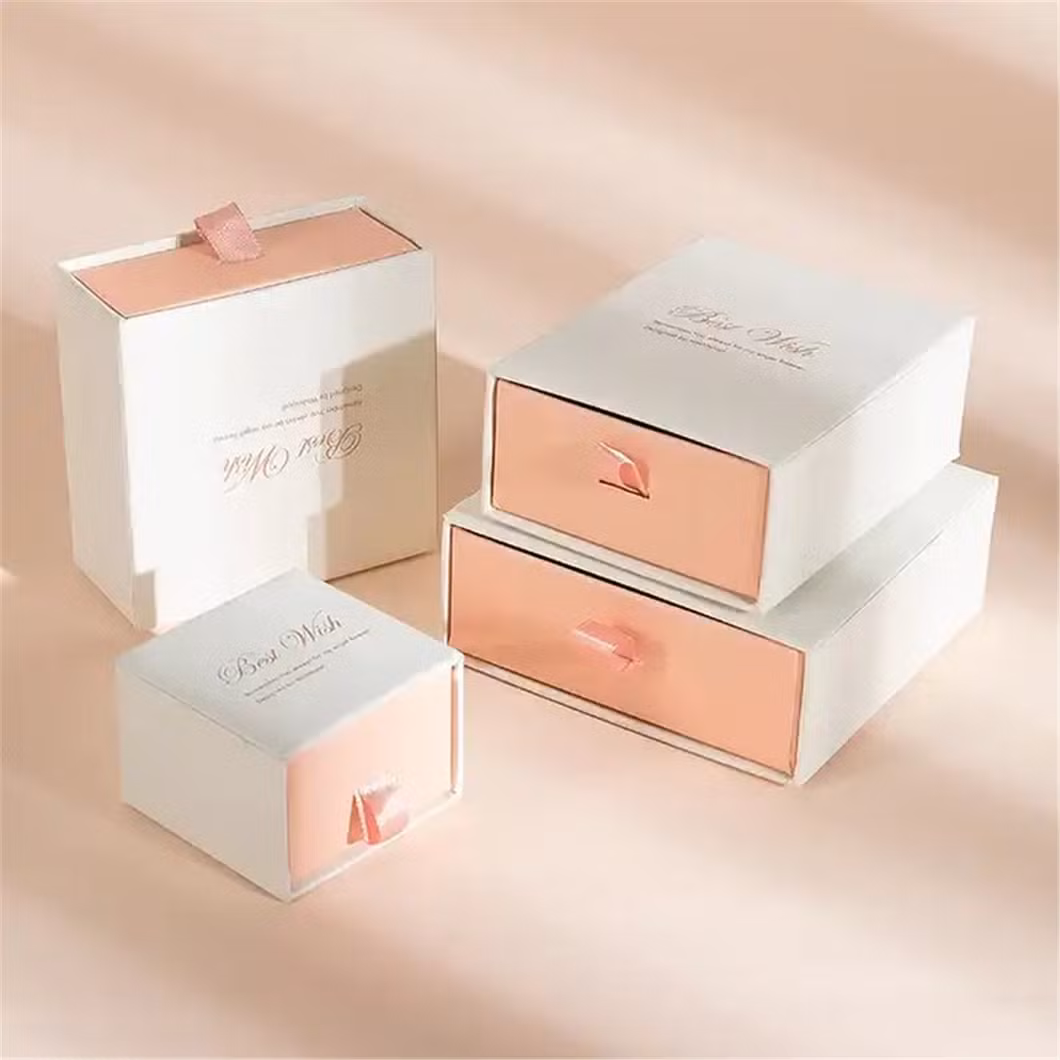 Eco-Friendly Custom Logo and Size Rigid Paper Small Drawer Box Jewelry Packaging Pull out Sleeve Sliding Gift Drawer Box