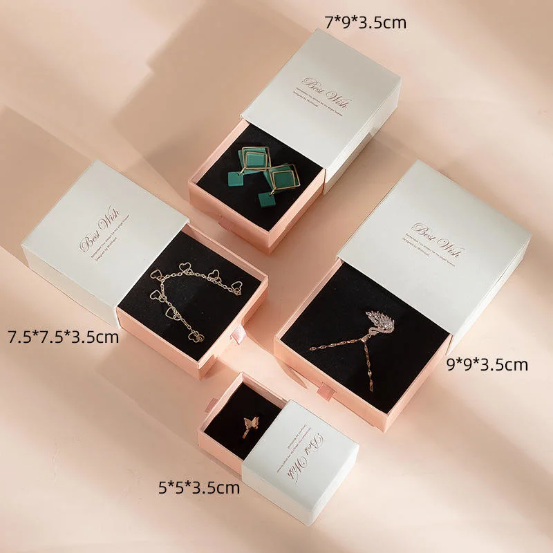 Eco Friendly Custom Logo and Size Rigid Paper Small Drawer Box Jewelry Packaging Pull out Sleeve Sliding Gift Drawer Box