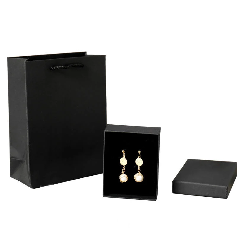Wholesale Luxury 7X9X3cm Necklace Ring Custom Personalized Paper Black Jewelry Packaging Boxes