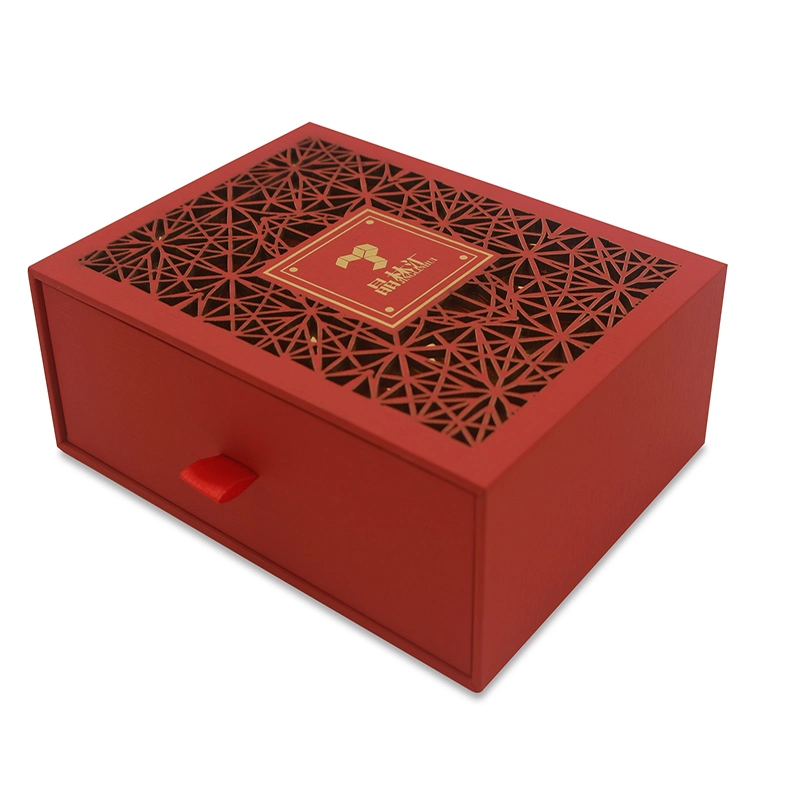 Factory Directly Sell Perfume Engraved Leather Packaging Box Wooden Drawer Box with Inner Tray and Handle.