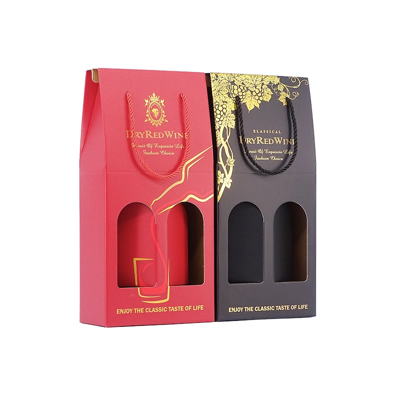 Custom Matte Black Red Luxury Foldable Hard Corrugated Paper Magnetic Closure Gift Box Red Wine Liquor Wisky Packaging