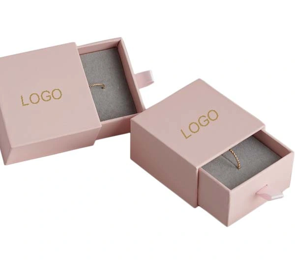 Pink Paper Jewelry Box in Bulk Custom Cardboard Jewellery Box with Your Personalized Logo Slide out Box for Jewelry Package