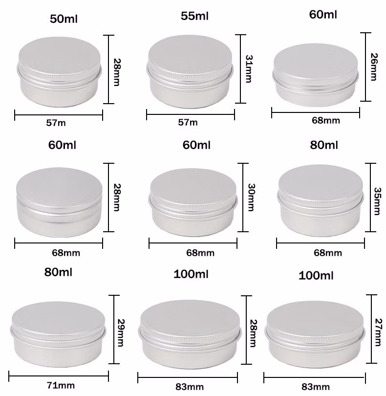 Spot Supply 5ml-400ml Small Aluminum Packaging Tin Boxes with Screw Window Lid Caps