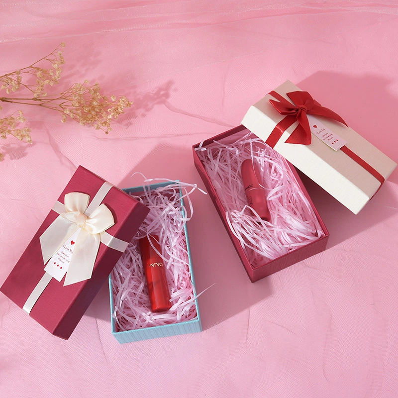 Simple Small Fresh Gift Box Ins Wind Bow Lid Christmas Packaging Box Birthday Lipstick Gift Box