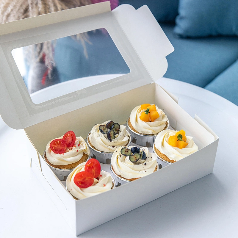 Custom Transparent Cupcake Bulk Kraft Paper Cupcake Cup Cake Packaging Box