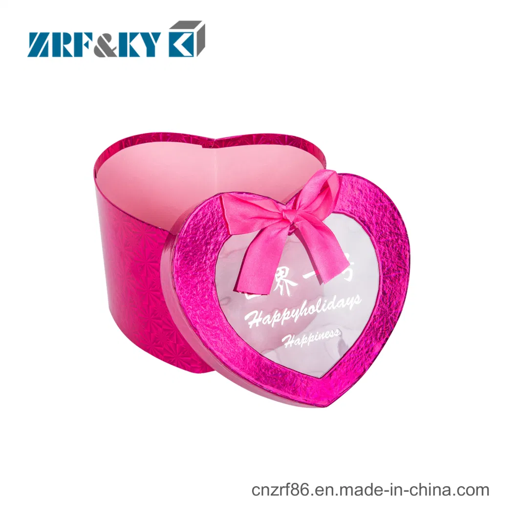 Custom Luxury Rigid Heart Shape Clear Window Paper Gift Packaging Box