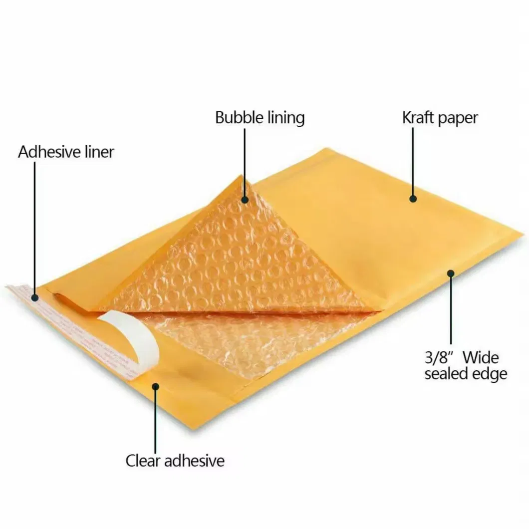 Wholesale OEM ODM Custom Logo Kraft Paper Mailer Cardboard Shipping Postage Seal Water Glue Envelope Packaging Envelope