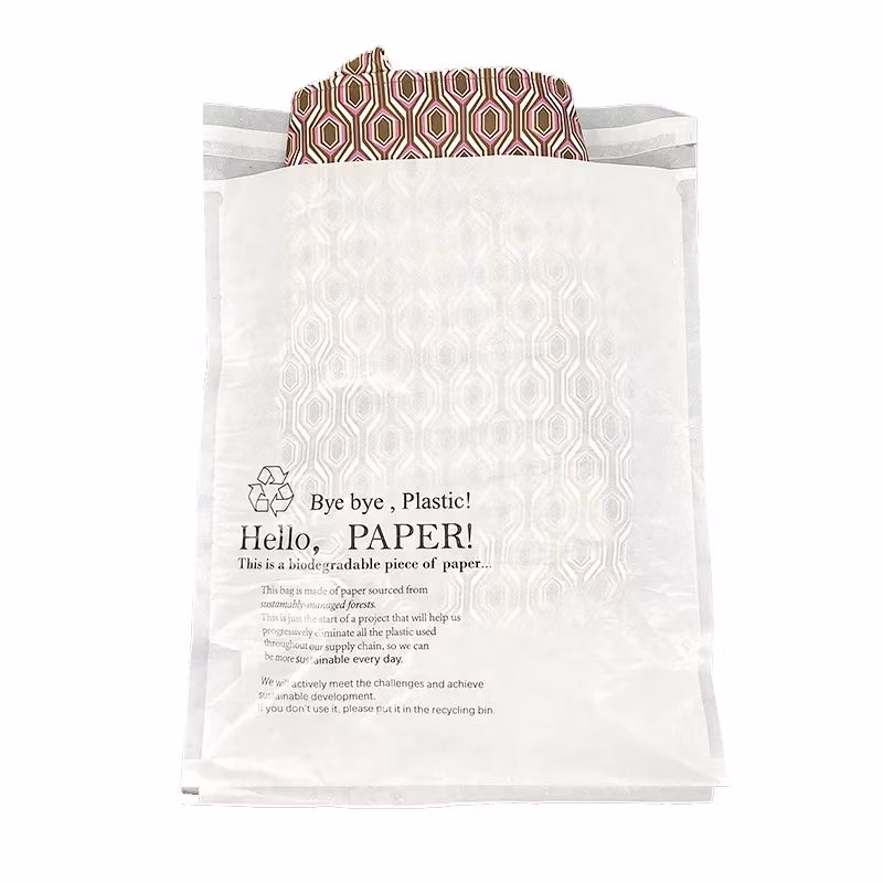 100% Recyclable Eco Friendly Self Adhesive Glassine Paper Bags FSC Chlorine Free Tissue Paper Bag for Packaging Garments Clothes Apparel