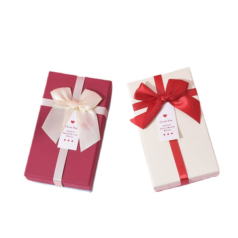 Simple Small Fresh Gift Box Ins Wind Bow Lid Christmas Packaging Box Birthday Lipstick Gift Box