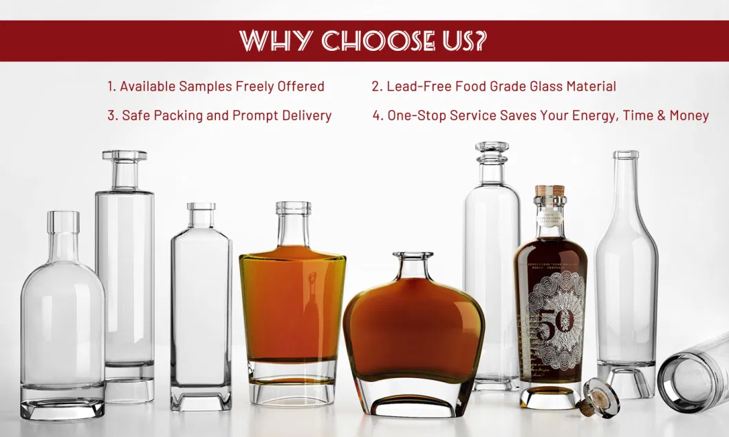 Unique 750ml High Quality Skull Shape Glass Spirits Liquor Wine Bottle Packaging for Vodka Whiskey