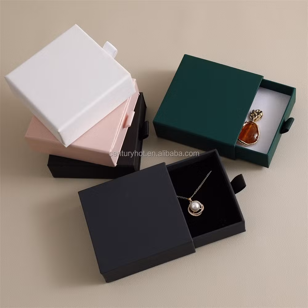 Puppysew Wholesale 9*9cm Sliding Jewelry Box Jewelry Drawer Box Cardboard Bracelet Ring Earring Necklace Jewelry Box