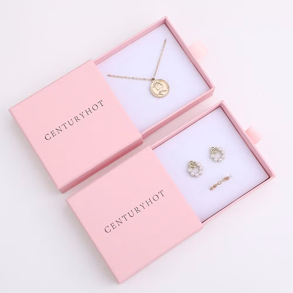 Puppysew Wholesale 9*9cm Sliding Jewelry Box Jewelry Drawer Box Cardboard Bracelet Ring Earring Necklace Jewelry Box