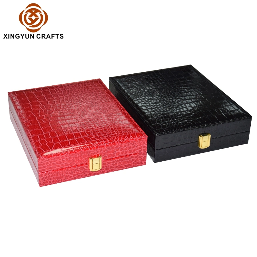 2023 New Personalized Wooden Jewelry Packaging Box Black Leather Travel Jewelry Collection Box Multi Jewelry Storage Case