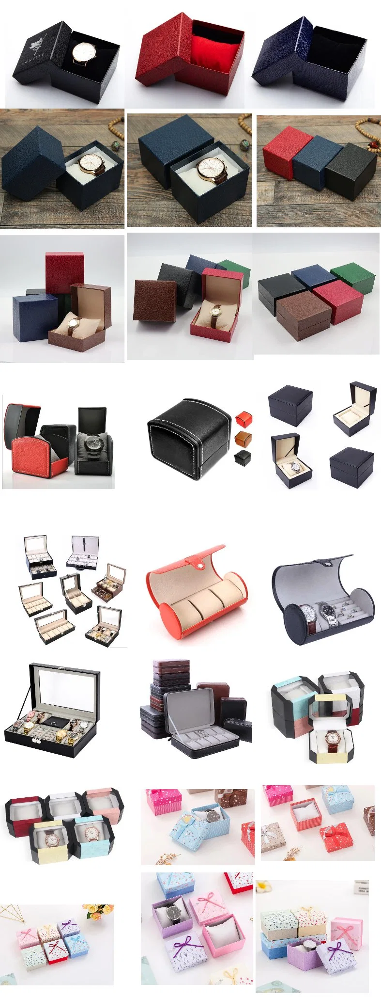 Wholesale Customized Round Cylinder Luxury Leather Travel Watch Box, Wholesale 2 Slots Round PU Black Leather Portable Travel Watch Case Box