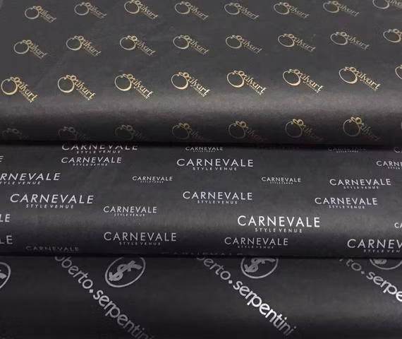 Hot Stamping Black Silk Paper Custom Dress Packaging Tissue Wrapping Paper