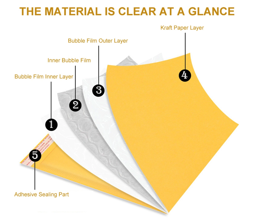 Wholesale OEM ODM Custom Logo Kraft Paper Mailer Cardboard Shipping Postage Seal Water Glue Envelope Packaging Envelope