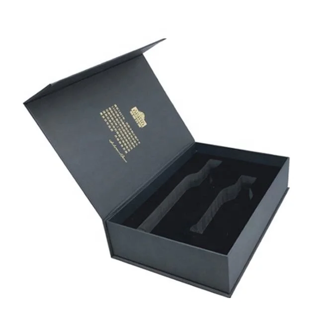 Classic Design Wholesale Wine Wooden Box Flip Cover Gold Stamping Alcohol Packaging