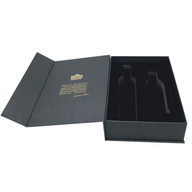 Classic Design Wholesale Wine Wooden Box Flip Cover Gold Stamping Alcohol Packaging