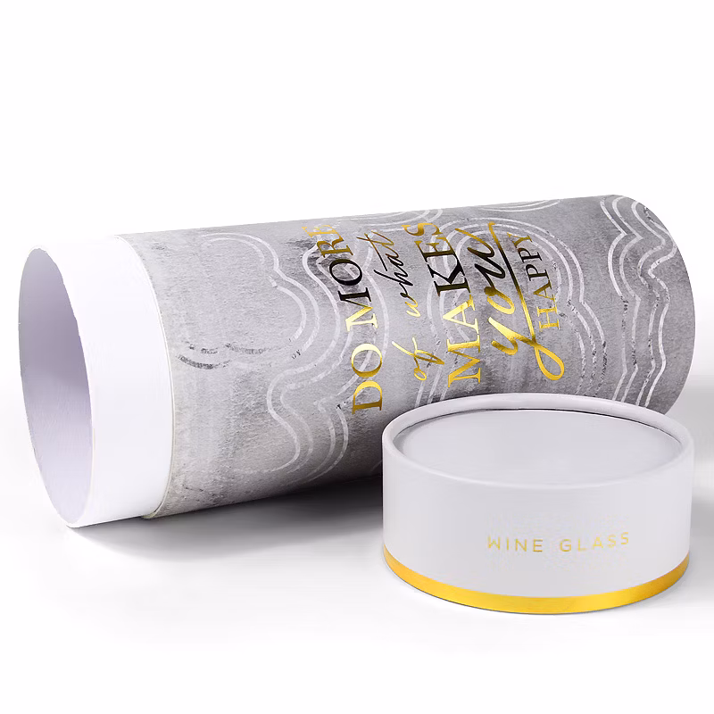 Wholesale Wine Glass Protect Packaging Boxes Hot Stamping Drinkware Cylinder Cardboard Paper Tube Box