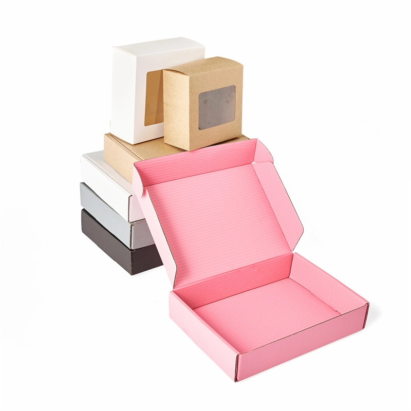 Customize Color Clothing Packing Shipping Boxes Cosmetic Pink Packaging with Paper Inserts