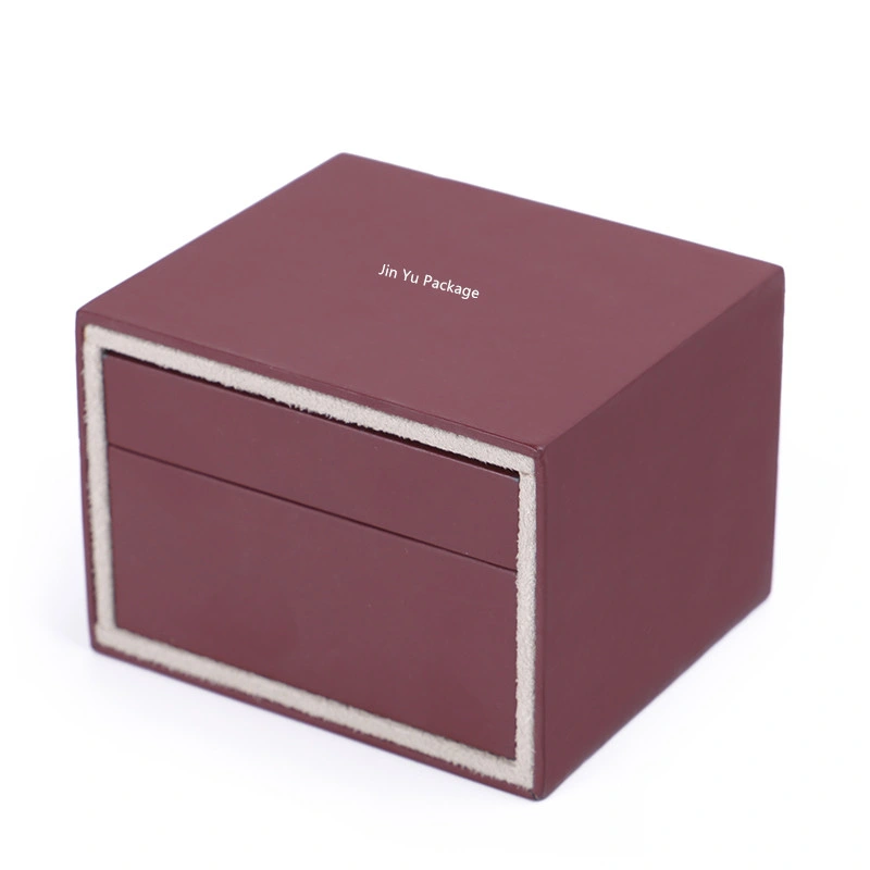 Elegant Custom Wine Red Suede Necklace Jewelry Gift Packaging Box