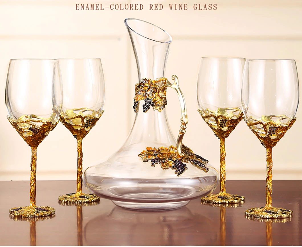 Enamel Crystal Wine Glass Decanter Set Creative Wine Tall Glass Premium Wedding Gift Box