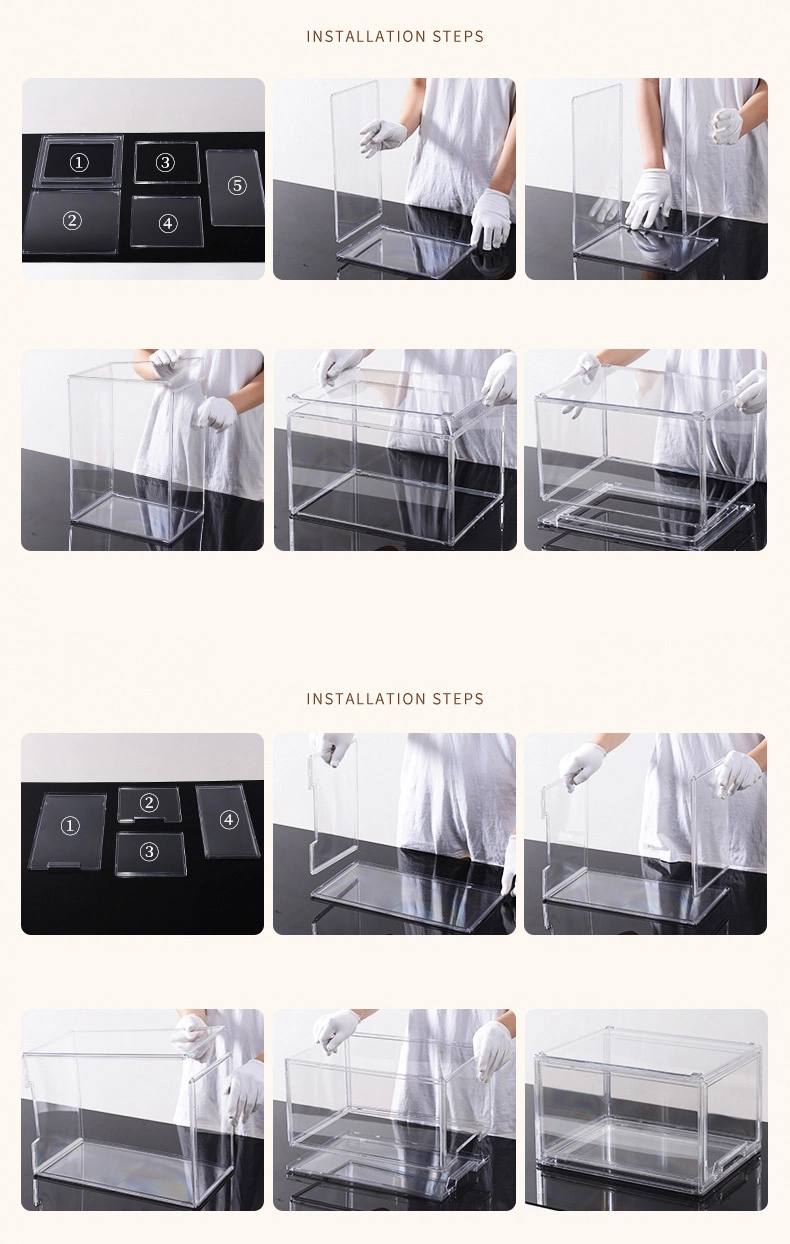 Assembling Fully Transparent Drawers Shoe Boxes Folding Storage Household Dustproof Display Racks