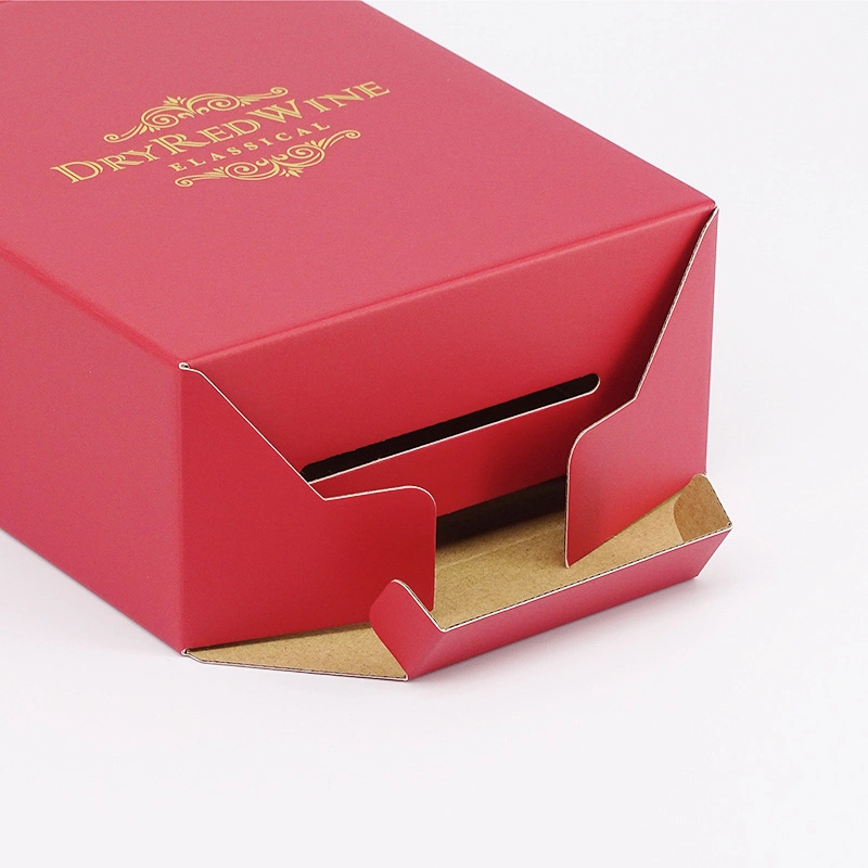 Custom Matte Black Red Luxury Foldable Hard Corrugated Paper Magnetic Closure Gift Box Red Wine Liquor Wisky Packaging