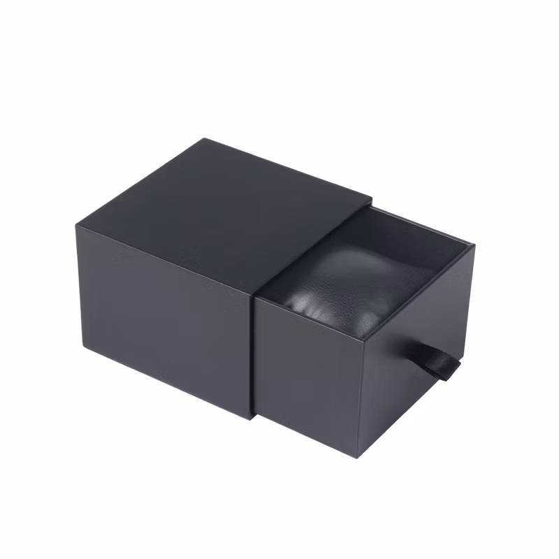 Custom High Grade Withdrawal Type Paper Watch Box, Customs Size Drawer Box Black Luxury Packaging Custom Jewelry Watch Gift Packaging Box