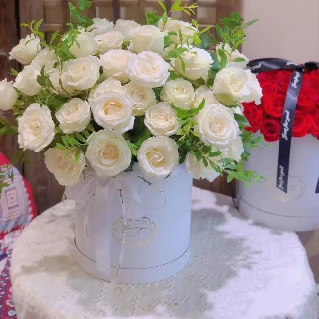 Wholesale Large Size Cylinder Packing Box Valentine Flowers Packaging Gift Box with Hot Stamping Printing
