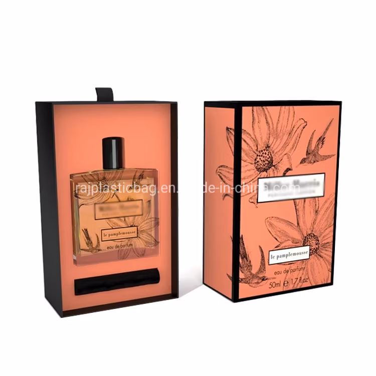 Custom Size Paperboard Slide Drawer Perfume Box with Foil Stamping and Protecting Insert