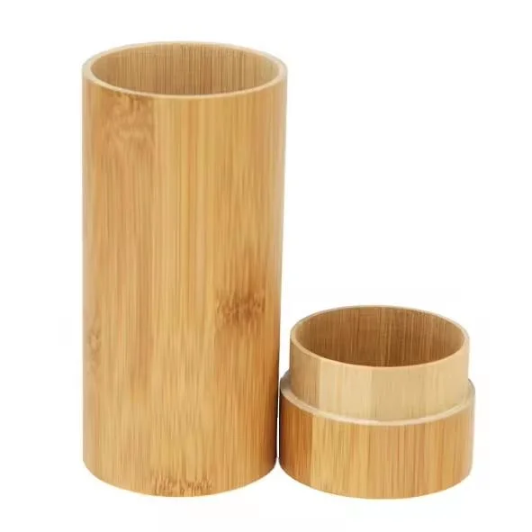 Bulk Bamboo Box Wholesale Customization Solid Gift Packaging Box Bamboo Round Bottle