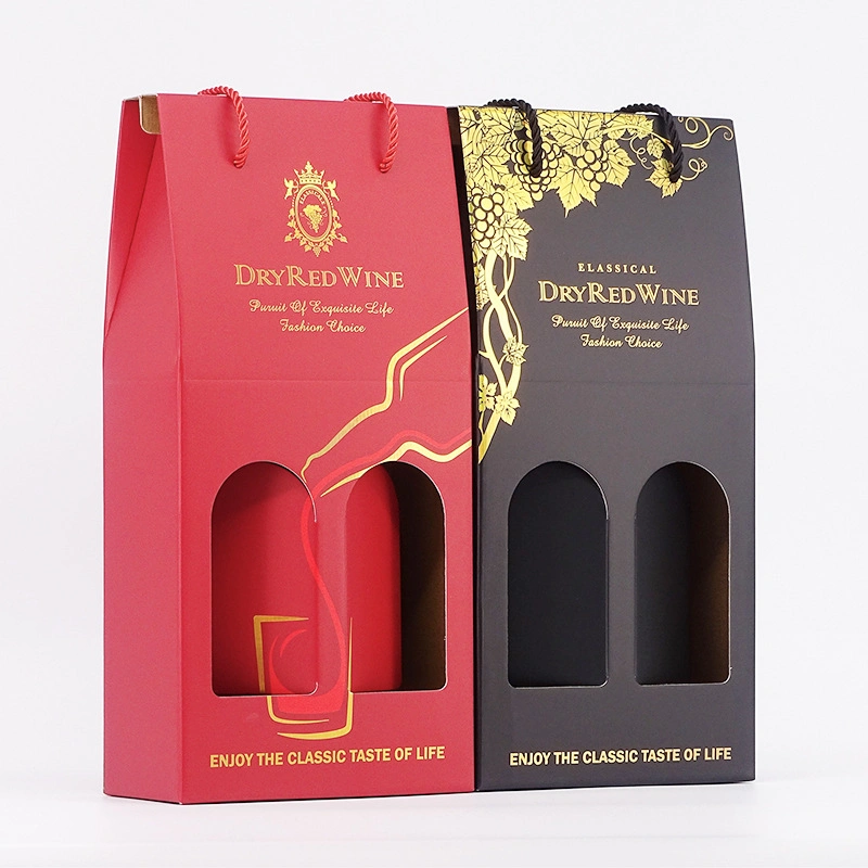 Custom Matte Black Red Luxury Foldable Hard Corrugated Paper Magnetic Closure Gift Box Red Wine Liquor Wisky Packaging