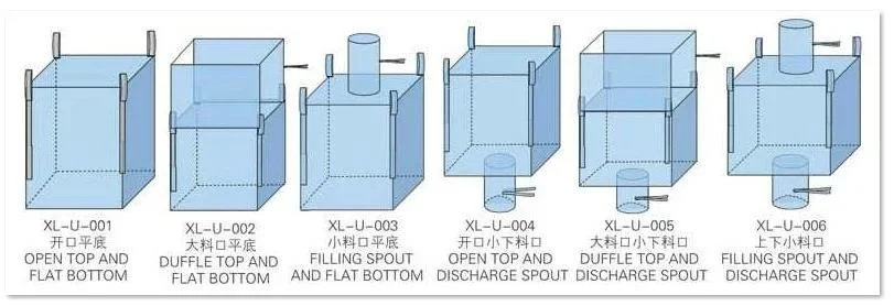 Heavy Capacity Big Bag 1000kg Top Filling Skirt Packing Storage PP Jumbo FIBC Big Bag