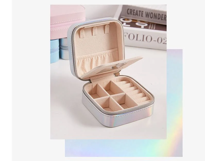 Wholesale Leather Jewelry Box Luxury Earring Bracelet Necklace Ring Box with Mirror