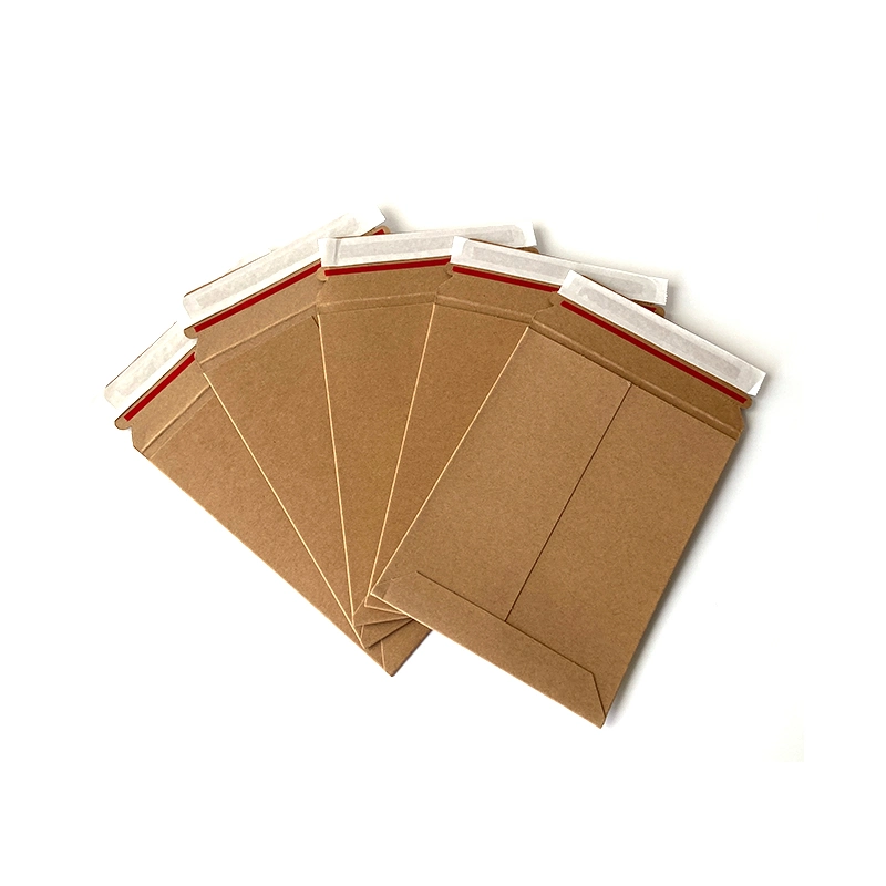 Kraft Paper Rigid Cardboard Mailer Envelope with Self-Sealing Peel off Strip for Gift Wrap