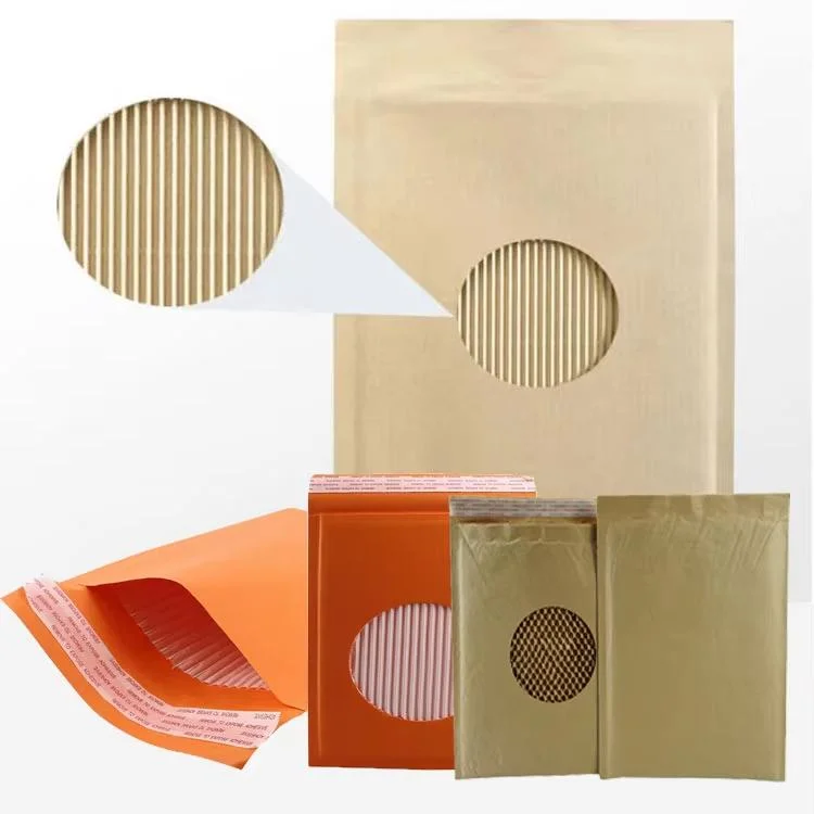 100% Biodegradable Kraft Cardboard Paper Bags Rigid Mailer Packaging Corrugated Paper Cushion Bag Envelope Style