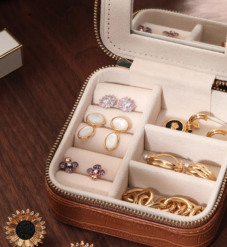 Personalized Birthday Gift Custom Necklace Ring Earrings Jewelry Organizer Case Leatherette Mini Portable Travel Jewelry Box