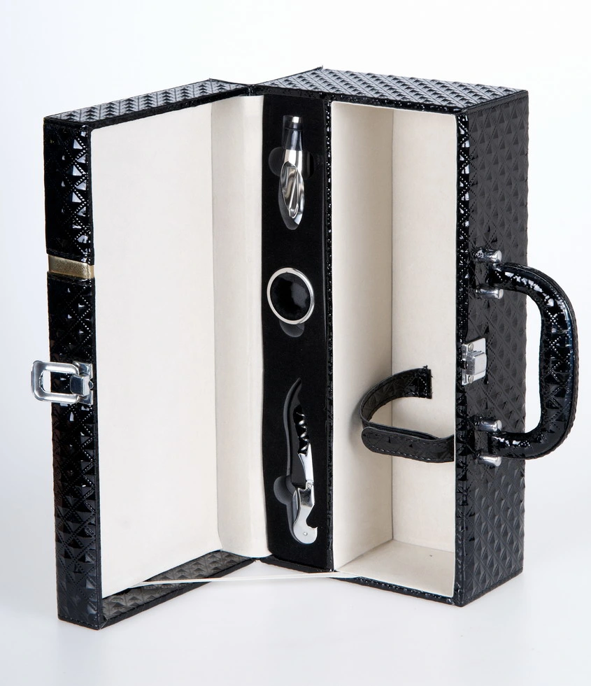 Portable Single Wine Bottle Packaging Leather Box Custom Storage Gift Luxury Classic