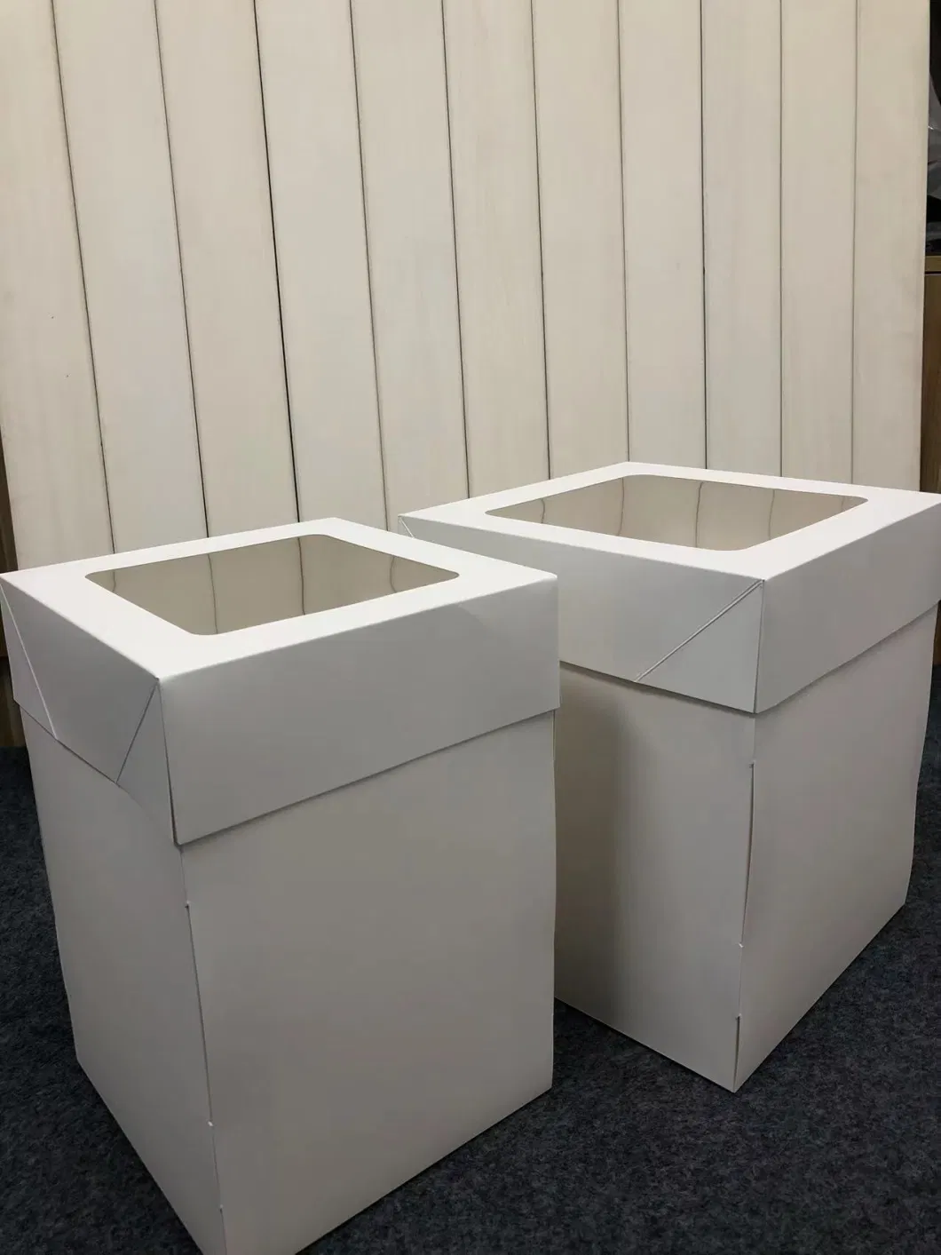 White Wedding Cardboard Cake Boxes 8X8X12 Inch Cake Boxes in Bulk Large Tall Package Box with Clear Window