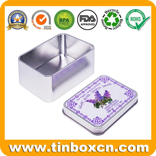 Rectangle Metal Cosmetics Packaging Soap Tin Box for Gifts