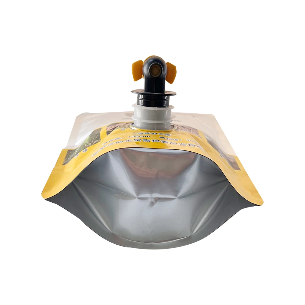 Custom Aluminium Foil Spout Packaging Liquid Wine with Tap Valve Spout Bag