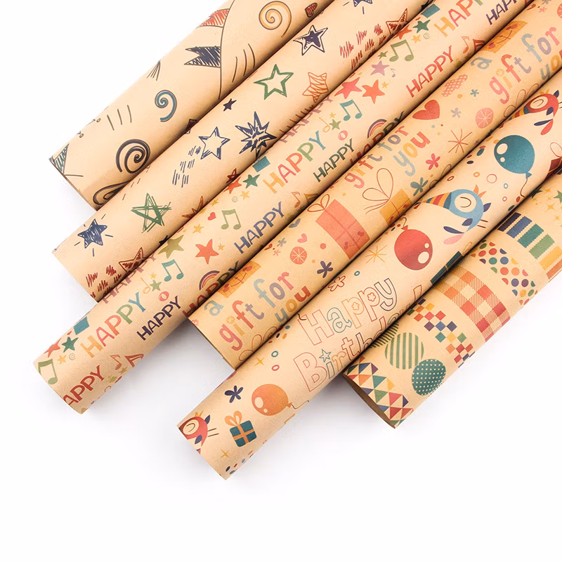 Custom Beautiful Christmas Decorations Wrapping Paper Rolls Wholesale Eco-Friendly Packaging Paper